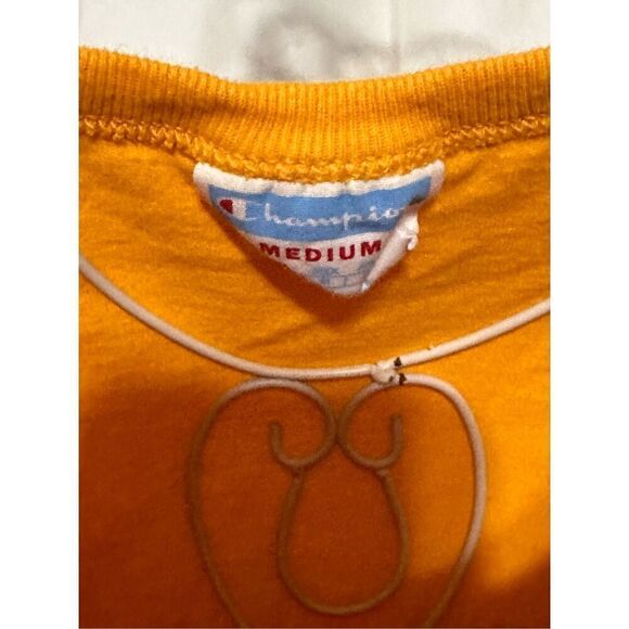 Champion Men's Heritage Short Sleeve T-Shirt: Yellow/Blue - MEDIUM Good Conditio - Picture 3 of 6